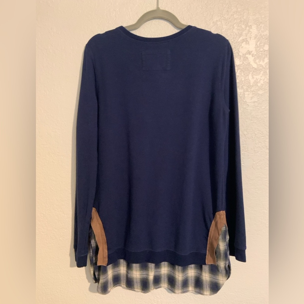 Evy's Tree Charolette sweatshirt in Navy and  Plaid size medium - Picture 7 of 7
